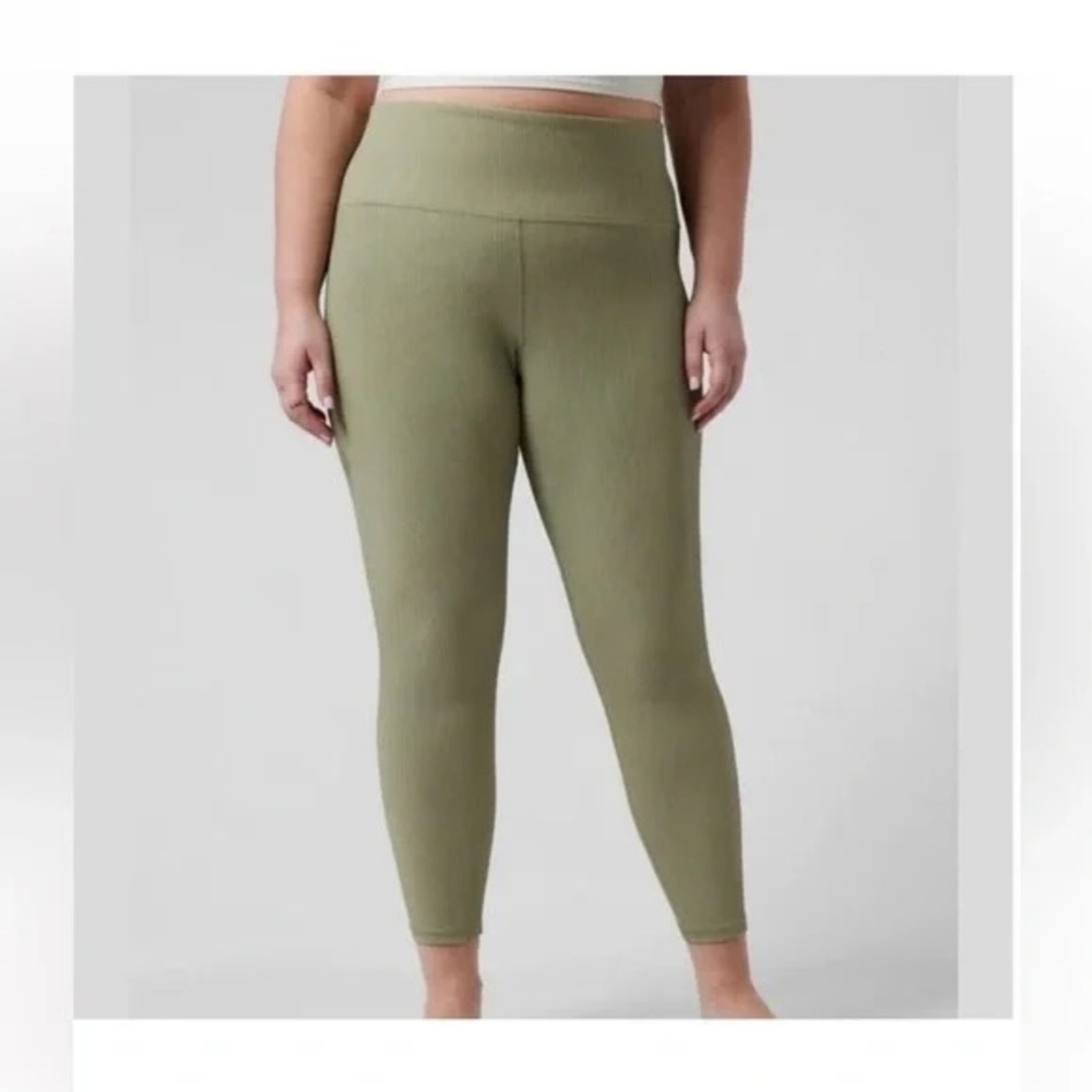 Athleta Elation Rib Tight Leggings 1X Green Eucalyptus Yoga Pilates